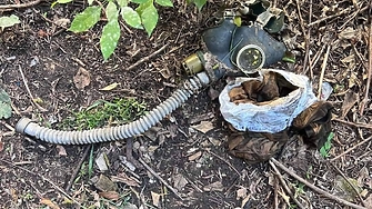 Кутия със златни зъбни протези вибратор и противогаз Тези предмети