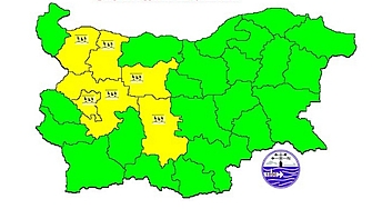 Жълт код за значителни валежи е обявен за шест области