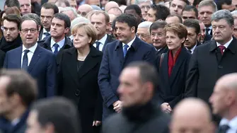 Политическият елит на света поведе марша срещу тероризма в Париж