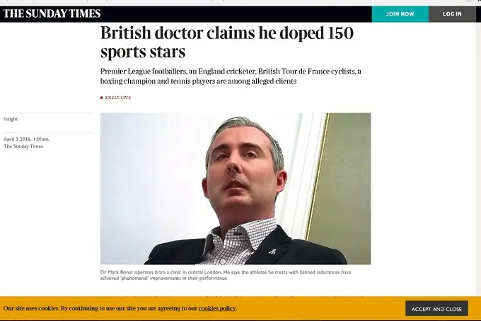 Sunday times: Доктор в Лондон предписвал допинг на 150 топ спортисти