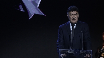 Президентът на Българския футболен съюз БФС Борислав Михайлов празнува вчера