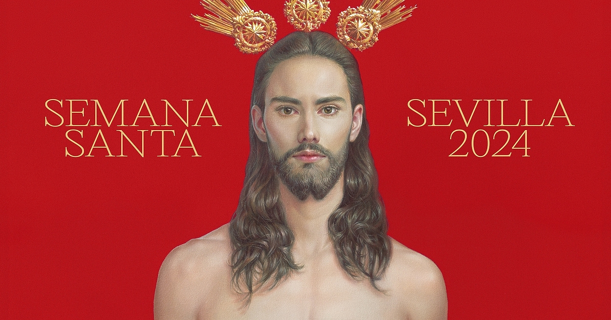 Плакат в южния испански град Севиля, на който е изобразен