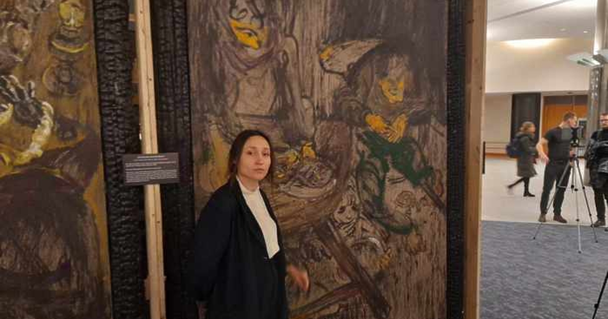 Шест грахови зърна и обувка за вечеря“.Така е озаглавена картина