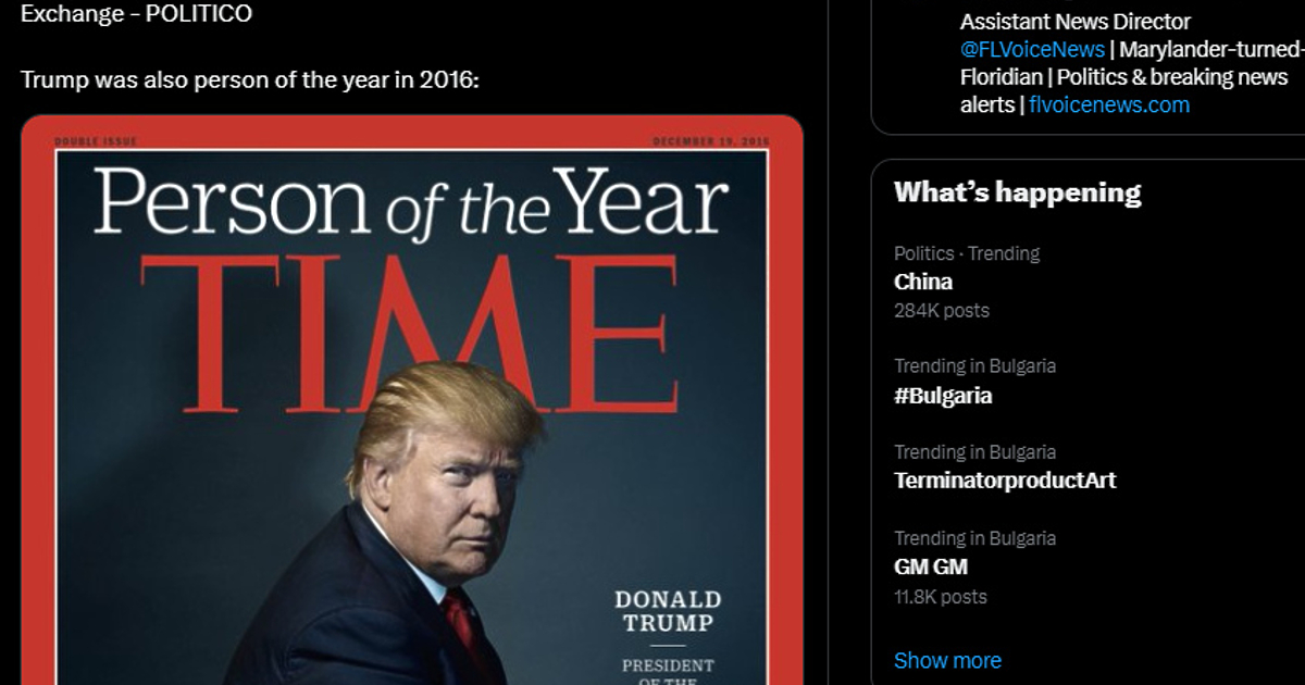 На 12 декември Доналд Тръмп за втори път бе обявен