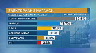 "Алфа рисърч": Около една трета взема Радев, ГЕРБ с 19,7 на сто, трета - ПП-ДБ